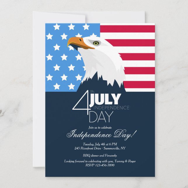 Bald Eagle Independence Day Invitation (Front)
