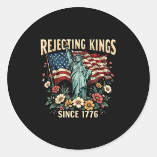 Bald Eagle Kings 1776 Foxglove Daisy Tulip Flowers Classic Round Sticker
