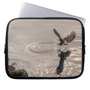 Bald Eagle Landing on Water Wildlife Photo Laptop Sleeve