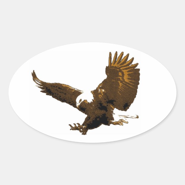 Bald Eagle Landing Oval Stickers (Front)