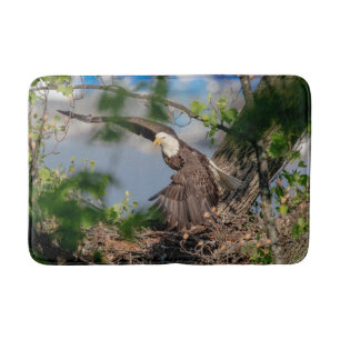 Bald Eagle leaving the nest Bath Mat