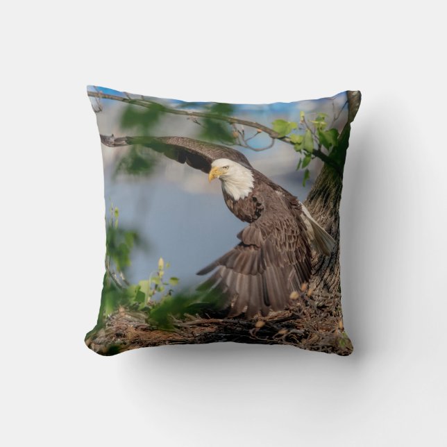 Bald Eagle leaving the nest Cushion (Front)