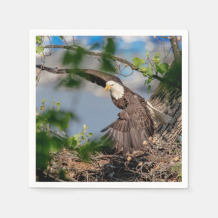 Bald Eagle leaving the nest Napkin