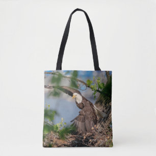 Bald Eagle leaving the nest Tote Bag