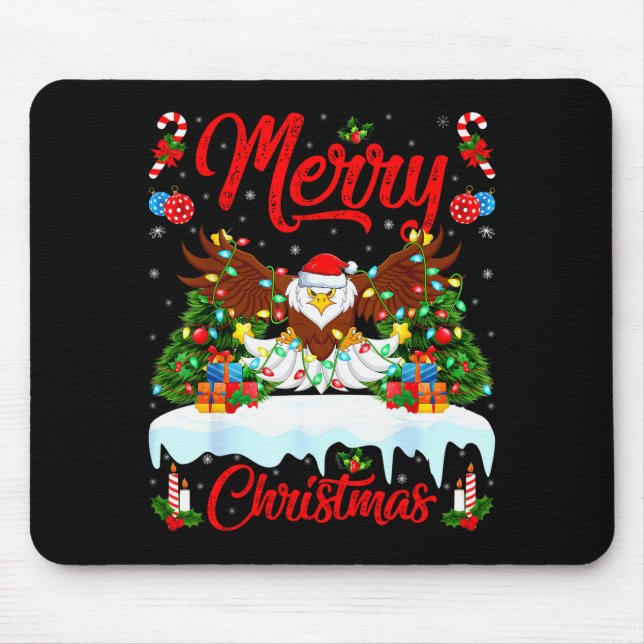 Bald Eagle Lover Xmas Lighting Santa Bald Eagle Ch Mouse Pad (Front)