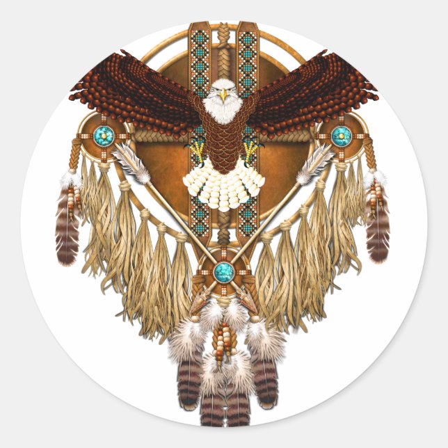 Bald Eagle Mandala - revised Classic Round Sticker (Front)