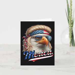 Bald Eagle Merica 4th July Eagle Blonde Mullet Fun Card