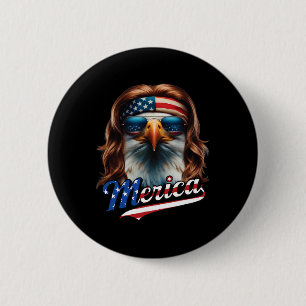 Bald Eagle Merica 4th July Eagle Mullet Funny Man  6 Cm Round Badge