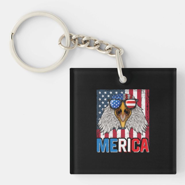 Bald Eagle Merica 4th of July Key Ring (Front)