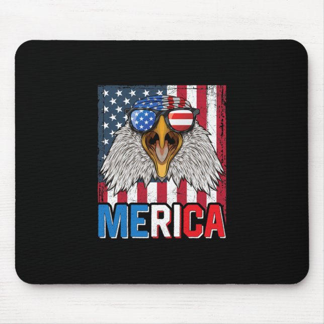 Bald Eagle Merica 4th of July Mouse Pad (Front)