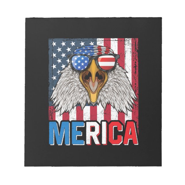 Bald Eagle Merica 4th of July Notepad (Front)