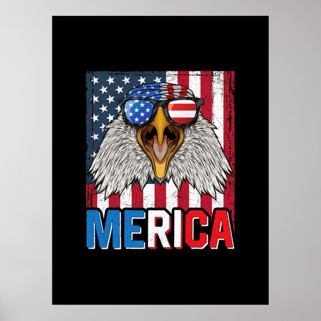 Bald Eagle Merica 4th of July Poster (Front)