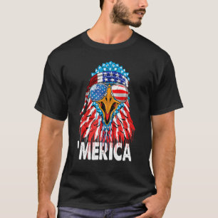 Bald Eagle Merica American Flag Happy 4th Of July  T-Shirt