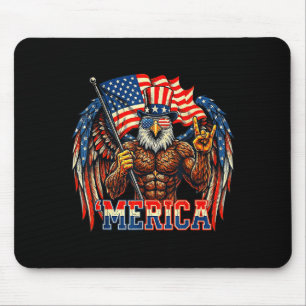 Bald eagle merica rock american flag patriotic 4th mouse pad