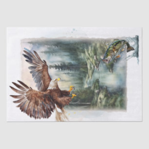 Bald Eagle Mountain River Bass Watercolor Tissue Paper