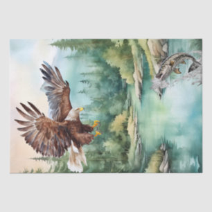 Bald Eagle Mountain River Trout Watercolor Tissue Paper
