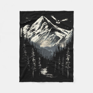 Bald Eagle Mountains Pine Trees Mountain Nature Fleece Blanket