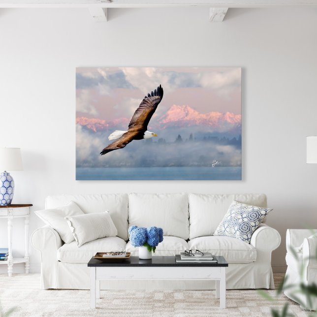 Bald Eagle Olympic Mtns Fine Art - 60"x40" Canvas Print (Creator Uploaded)