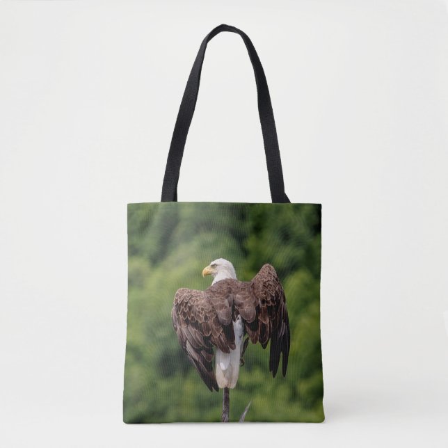 Bald Eagle on a branch Tote Bag (Front)