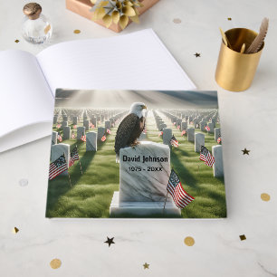 Bald Eagle On a Marble Tombstone For Funeral Guest Book