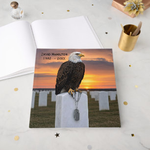 Bald Eagle on a Tombstone with Dog Tags Guest Book