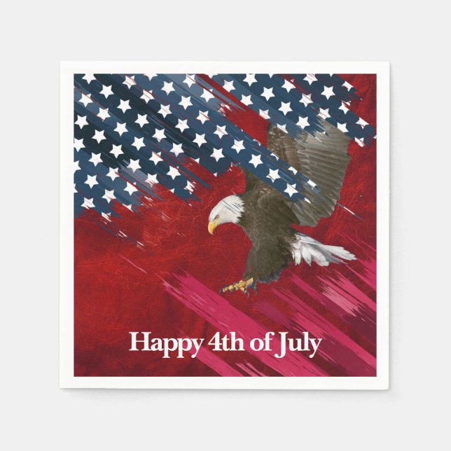 Bald Eagle on American Flag Abstract Napkin (Front)