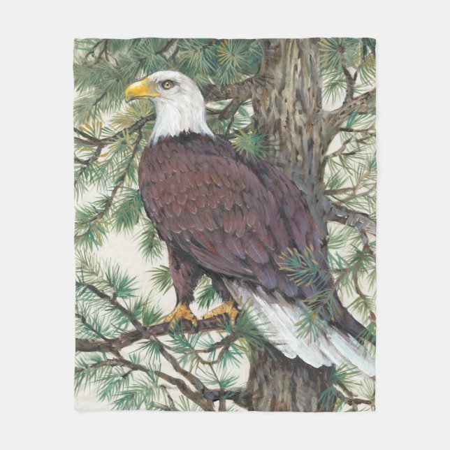 Bald Eagle on Branch Fleece Blanket (Front)