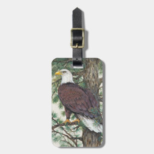 Bald Eagle on Branch Luggage Tag
