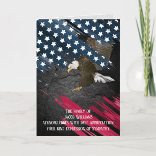 Bald Eagle On Flag Sympathy thank you Card