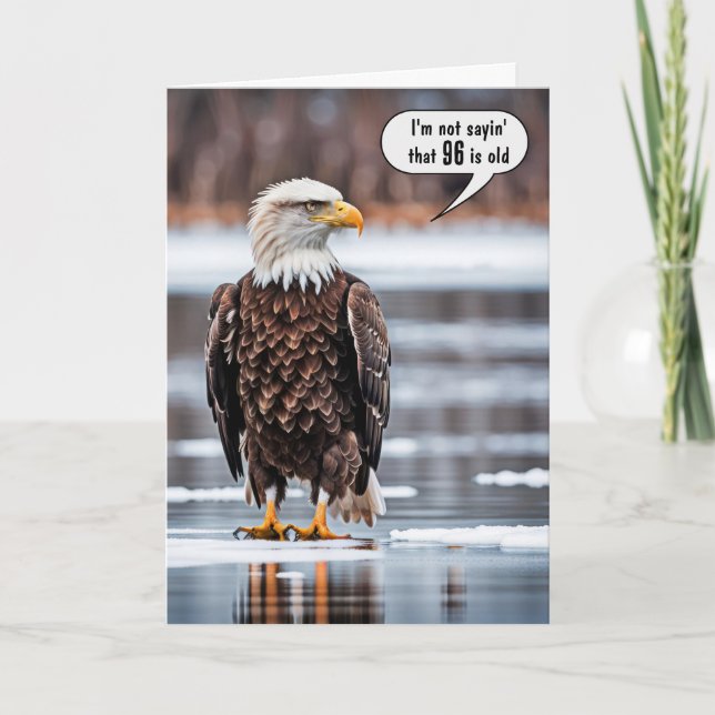 Bald Eagle On Ice For 96th Birthday Card (Front)