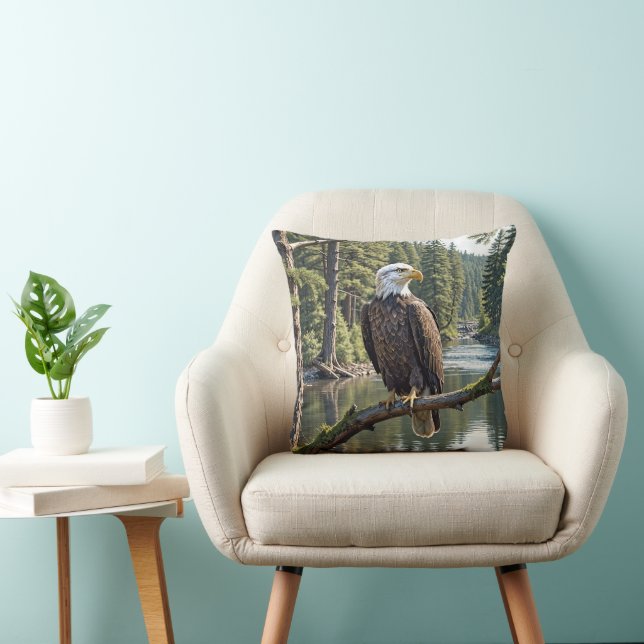 Bald Eagle On River Tree Branch Cushion (Chair)