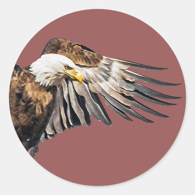 Bald Eagle on the Wing Classic Round Sticker (Front)