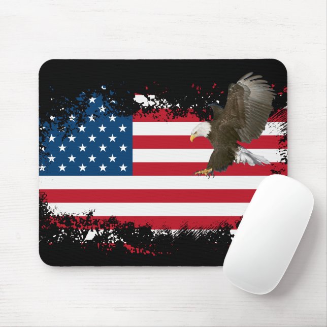 Bald Eagle On USA FlagMousepad Mouse Pad (With Mouse)