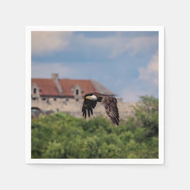 Bald Eagle passing Fort Ticonderoga Napkin (Front)