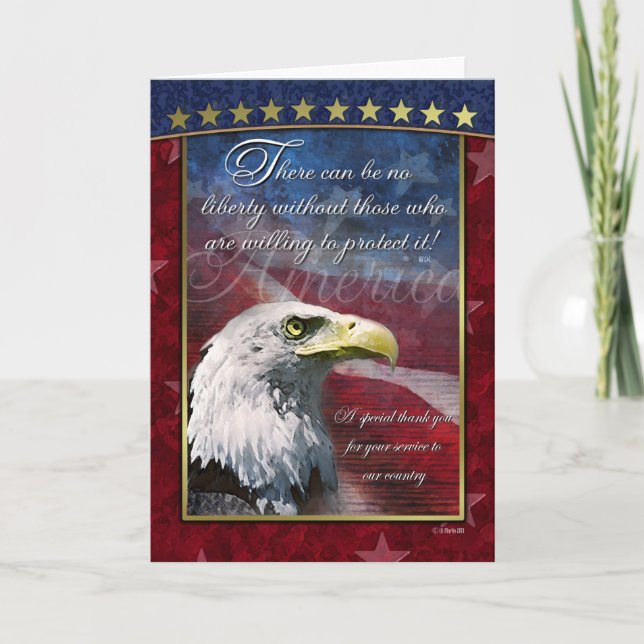 Bald Eagle Patriotic Thank You Card (Front)