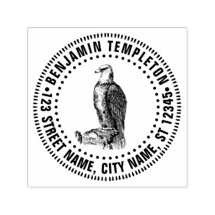 Bald Eagle Perch Bird of Prey Name Return Address Self-inking Stamp