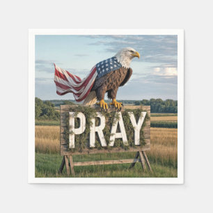 Bald Eagle Perched On Pray Sign Napkin