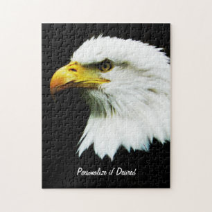 Bald Eagle Photo on Black Jigsaw Puzzle