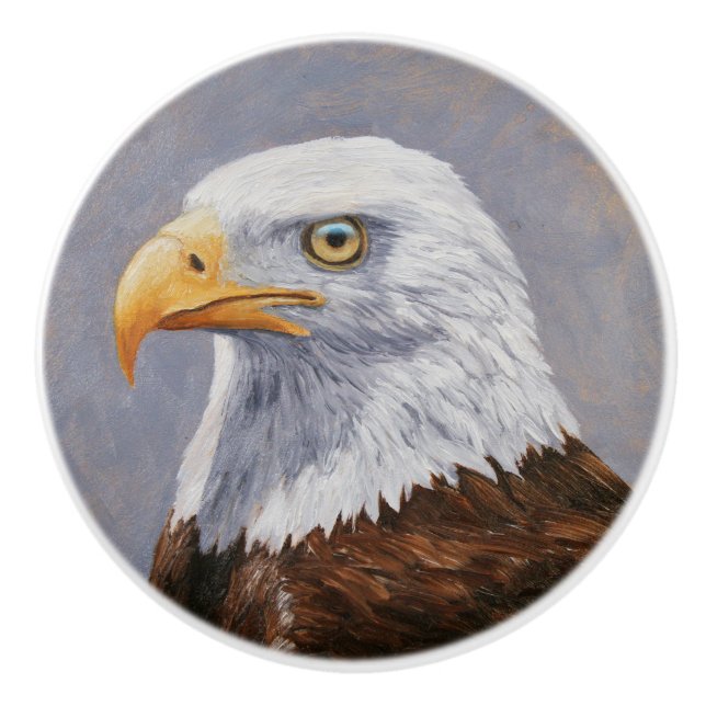 Bald Eagle Portrait Ceramic Knob (Front)