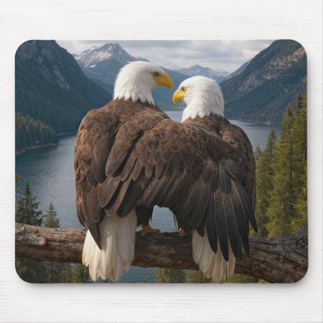 Bald Eagle Protecting His Mate Mouse Pad (Front)