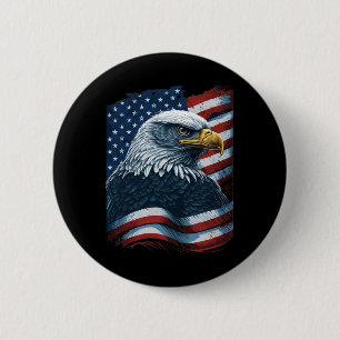 Bald Eagle Proud Patriotic American Us Flag 4th Of 6 Cm Round Badge