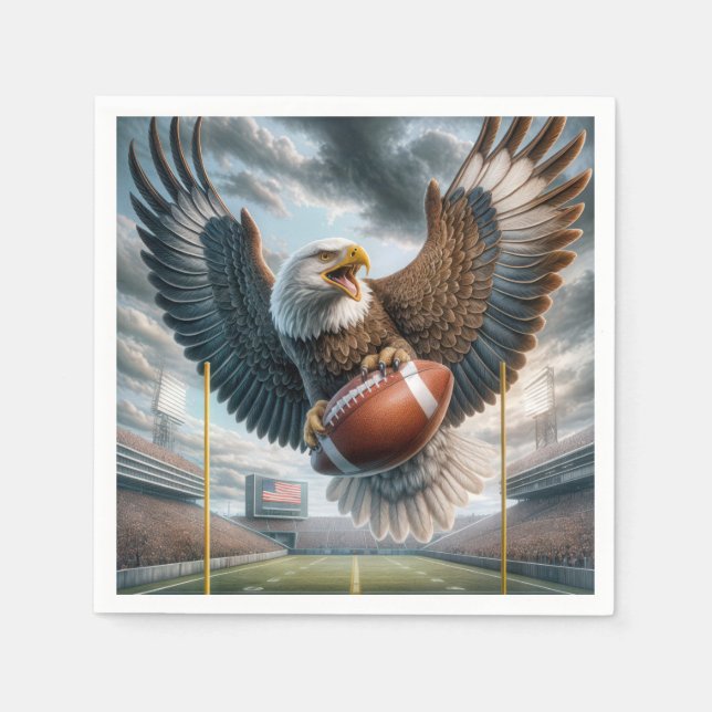 Bald Eagle Scoring a Touchdown Napkin (Front)