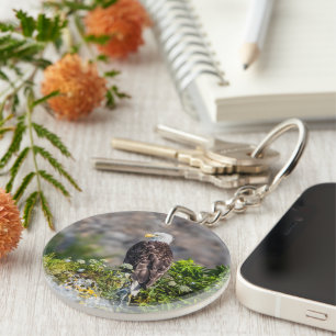 Bald eagle sitting on the rock key ring