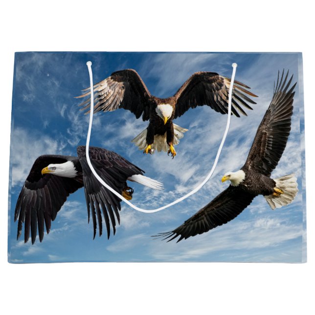 Bald Eagle Soaring Large Gift Bag (Front)