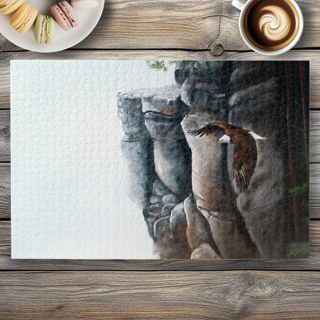 Bald Eagle Soaring Mountain Cliff Wildlife Jigsaw Puzzle (Creator Uploaded)