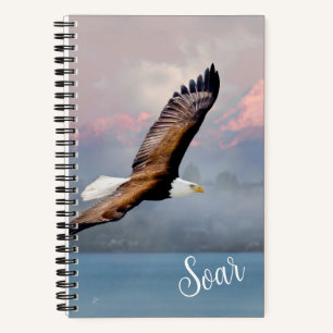 Bald Eagle Soaring Over Mountains Inspirational Notebook