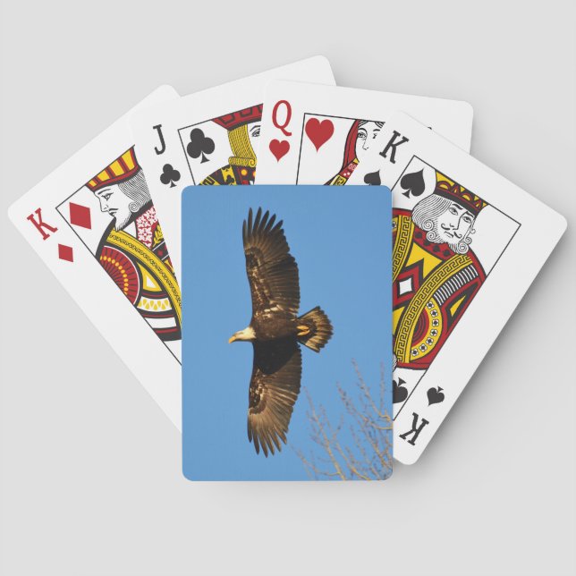 Bald Eagle Soaring Over Trees Playing Cards (Back)