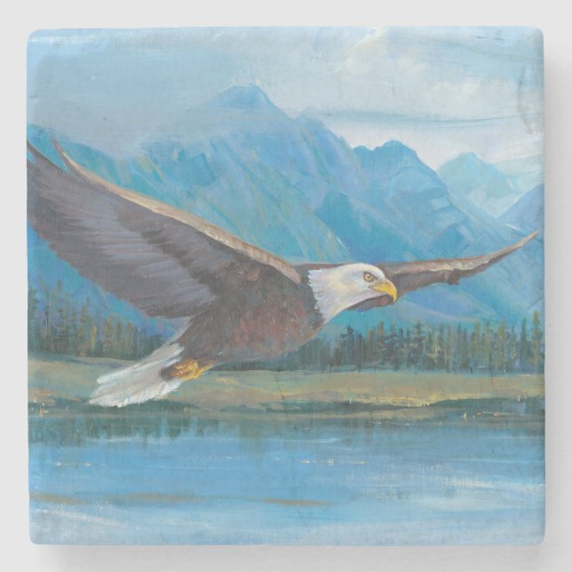 Bald Eagle Soaring Stone Coaster (Front)