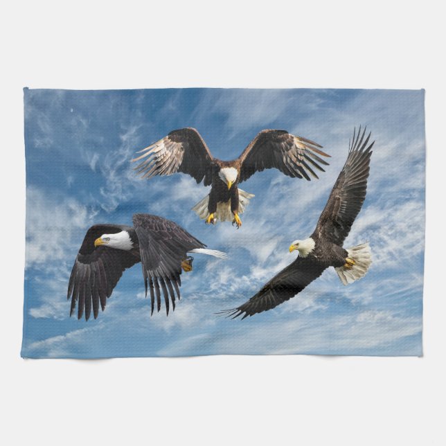 Bald Eagle Soaring Tea Towel (Horizontal)
