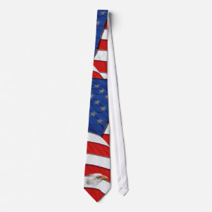 Bald Eagle Spirit & US Flag Patriotic Fashion Tie
